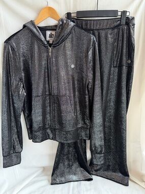 Juicy Couture Black Velour Tracksuit Set -Bling Black Stones  (XL) & pants (M)